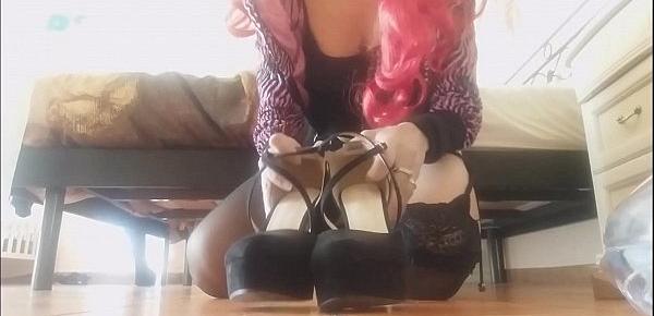  Do you like my shoes which do you prefer, my dear I know you want to be under my heels